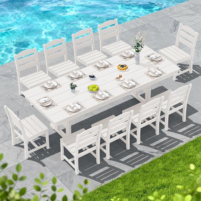 SERWALL Outdoor Dining Chairs Set of 4, All-Weather HDPE Patio Chair - Image 3