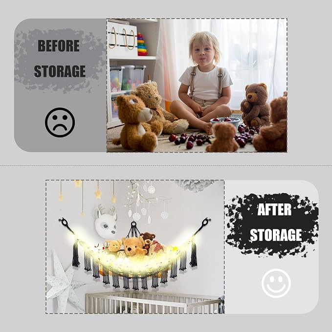 Stuffed Animal Hammock with LED Light, Large Stuffed Animals Storage Corner - Image 4