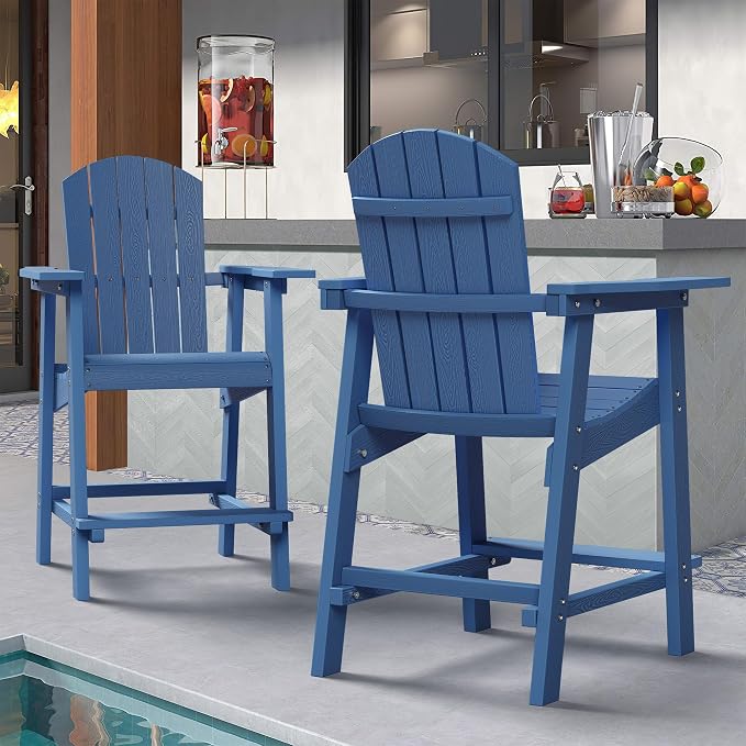 DWVO 25" Tall Adirondack Chair, Poly Bar Height Balcony Chairs - Image 2