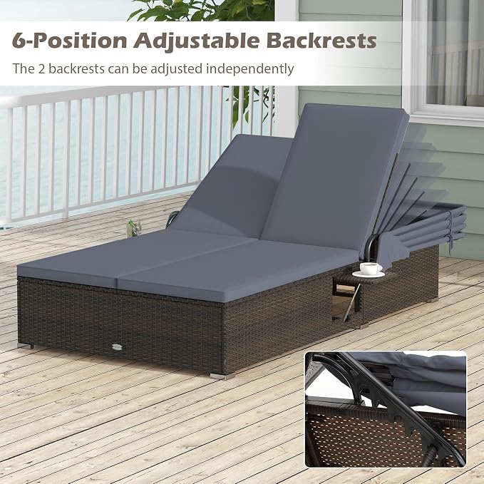 RELAX4LIFE Outdoor Rattan Daybed w/Canopy - Image 5