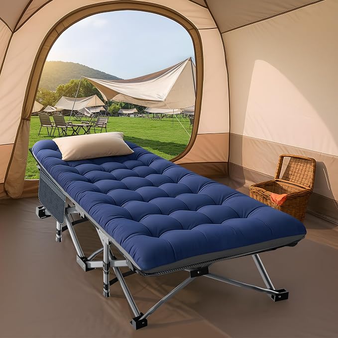 ABORON Camping Cot for Adult 28" Extra Wide, Heavy-Duty 1200D Oxford Cot for - Image 6