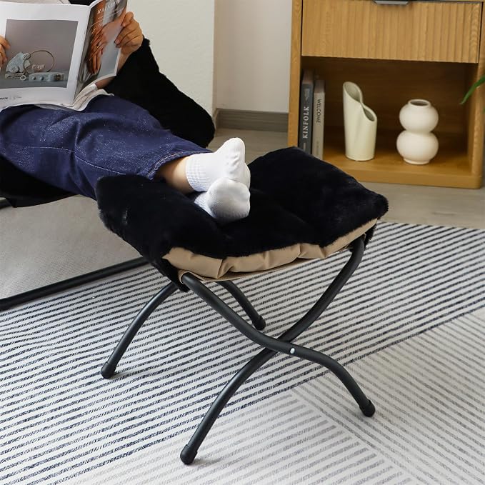 15" Folding Ottoman, Foldable Footrest Stool, Small Foot Stool - Image 9