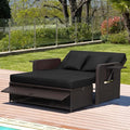 Nightcore Wicker Patio Outdoor Daybed, Outdoor Chaise Lounger w/ 4-Level by Goplus