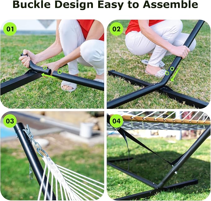 Double Hammock with Stand for Outdoor, Heavy Duty Portable Hammock with - Image 5
