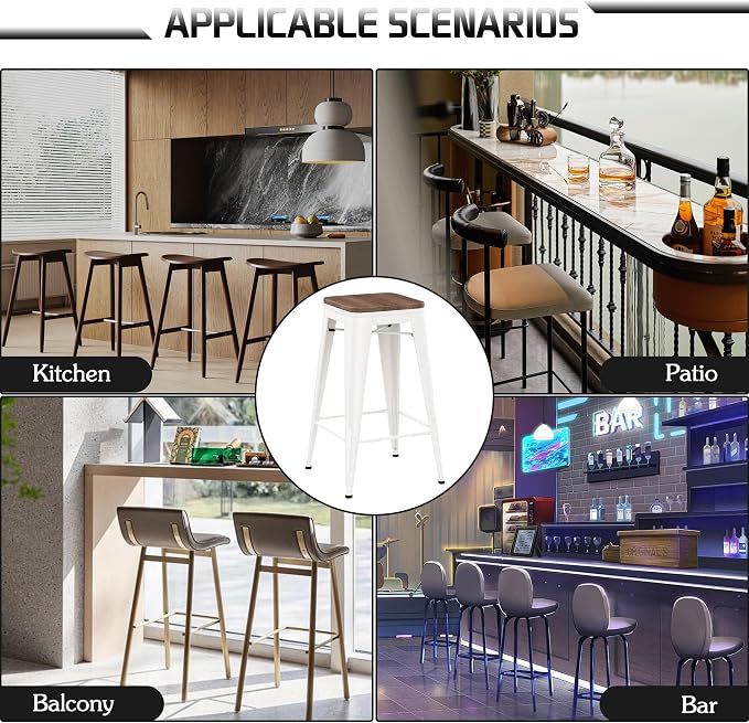 Alunaune 24" Metal Bar Stools Set of 2 Industrial Backless Counter Height - Image 9