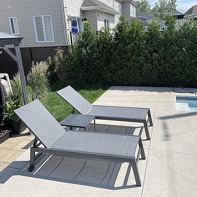 PURPLE LEAF Patio Chaise Lounge Set 4 Pieces Aluminum Outdoor Lounge Chairs by PURPLELEAF