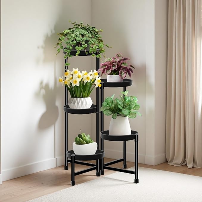 CASIMR Plant Stand Indoor Outdoor, Tall Black Metal Rustproof Stable Plant - Image 4
