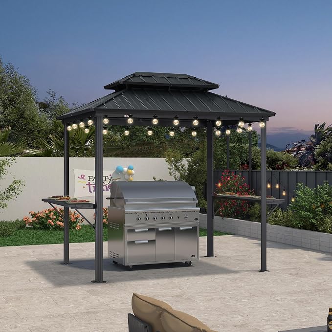 PURPLE LEAF 6' X 8' Hardtop Grill Gazebo by PURPLELEAF