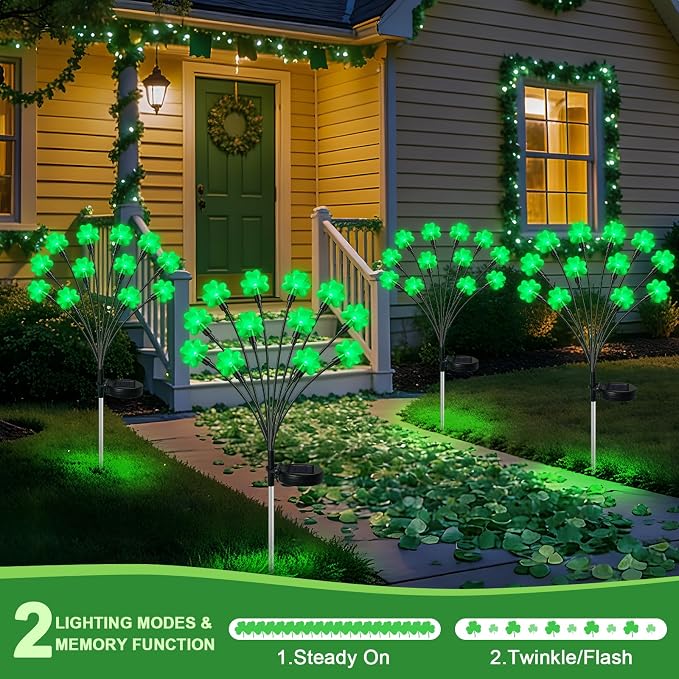 HELESIN St Patricks Day Decorations, 4 Pack St Patricks Day Outdoor Solar Lights - Image 5
