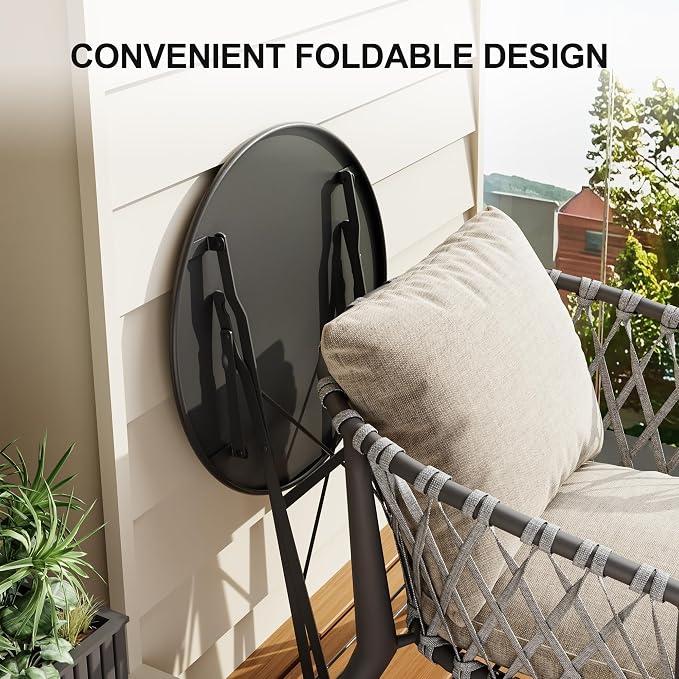 GarveeLife 3-Piece Folding Bistro Set, Foldable Patio Furniture Set - Image 4