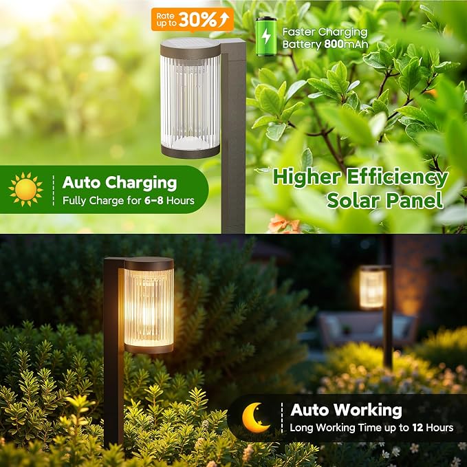 Solar Pathway Lights Outdoor Waterproof, 6 Pack 15Hrs Super Bright Warm White - Image 4