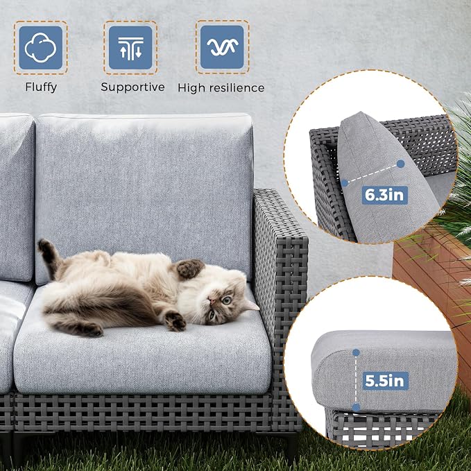 Outdoor Patio Sofa Conversation Set–Rattan 4 Seats Comfortable Couch - Image 6