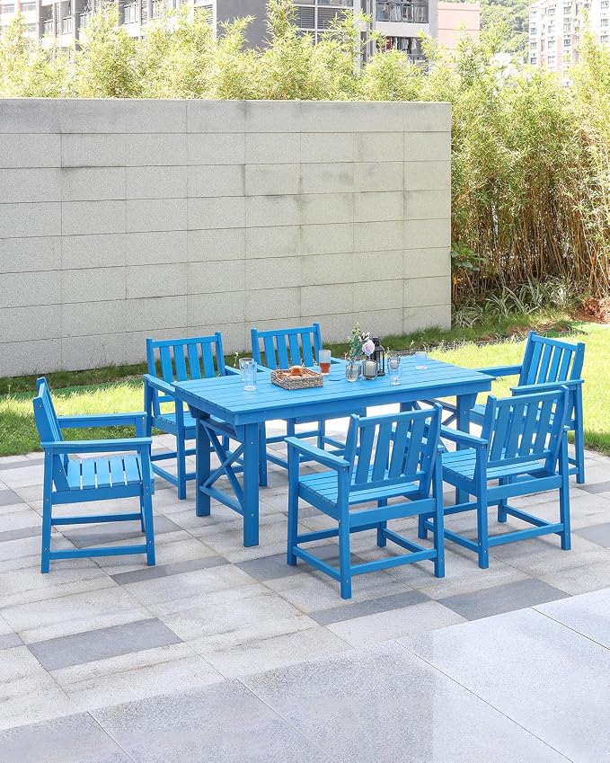 Patio Dining Chair Set of 2, HDPE Outdoor Dining Chair, Ergonomic HDPE Dining - Image 3