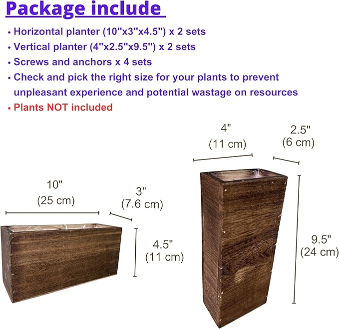 LaLaGreen Wood Planter Box for Plants Wooden Hanging Wall Planters for Indoor - Image 2