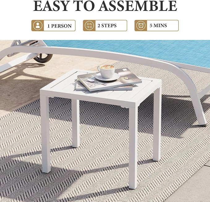 Crestlive Products Aluminum Outdoor Side Table, Easy Assembly Small Coffee - Image 6