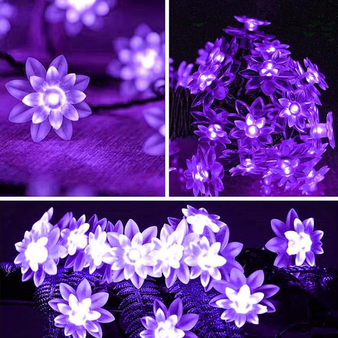 ITICdecor Solar Flower String Lights Outdoor Waterproof 50 LED Upgraded Flower - Image 5