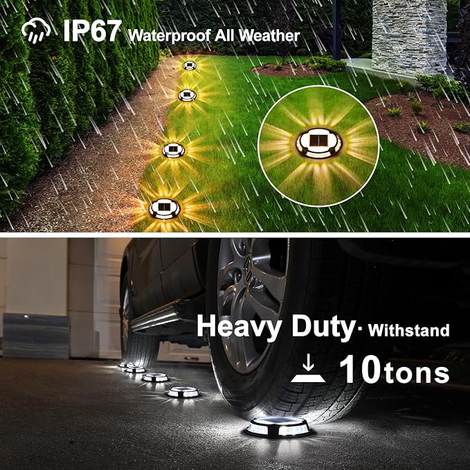 VOLISUN Solar Driveway Deck Lights Dock Marine Lights, 16 Pack Solar Ground - Image 8