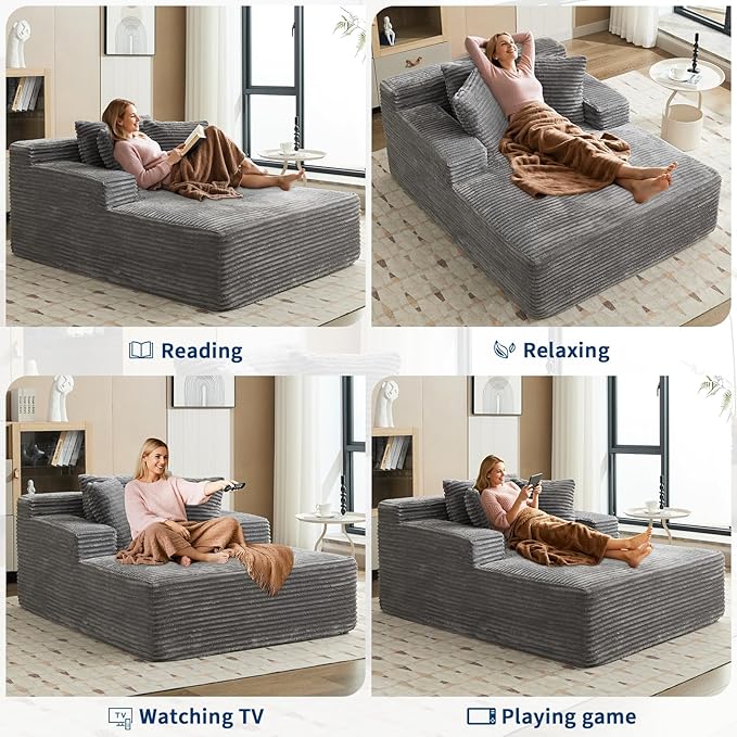 Garvee 50" Oversized Chaise Lounge Indoor Boneless Couch - Image 4