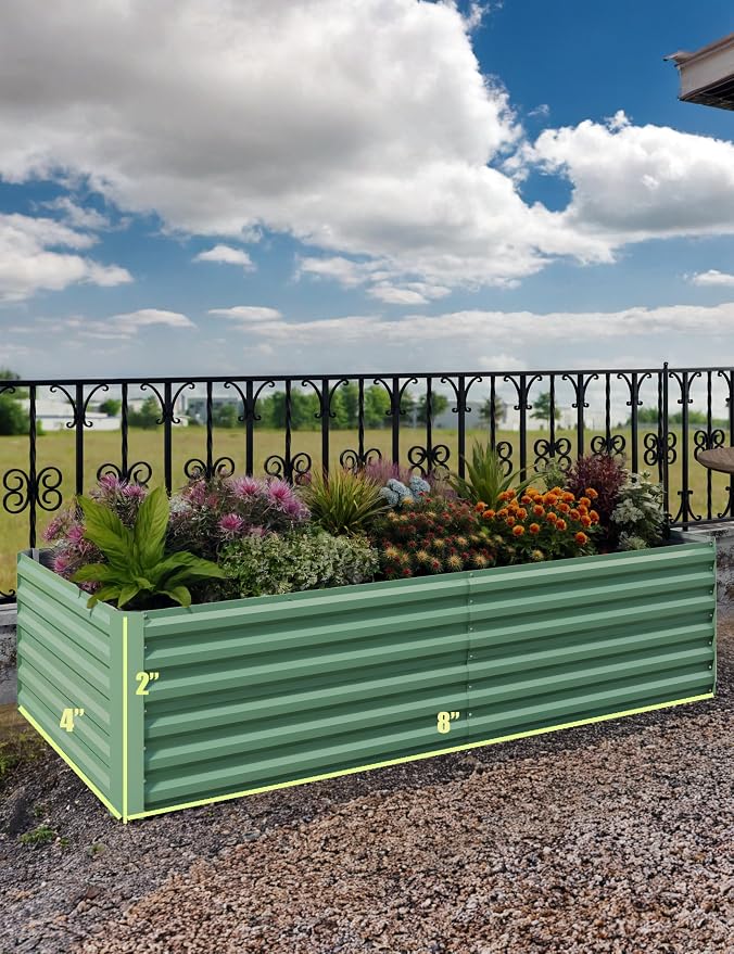 GarveeLife 8x4x2 ft Galvanized Raised Garden Bed, Rust-Resistant Raised Garden - Image 3
