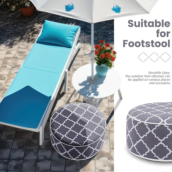 Juexica 2 Pack Outdoor/Indoor Inflatable Ottoman, All Weather Round Pouf - Image 6