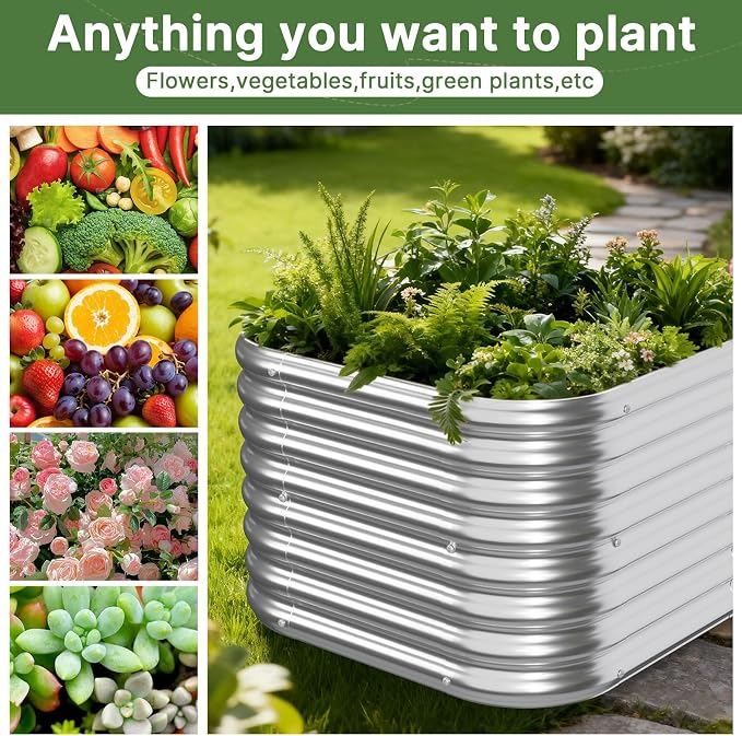 4 PCS Galvanized Raised Garden Bed Outdoor, Metal Garden Bed - Image 7