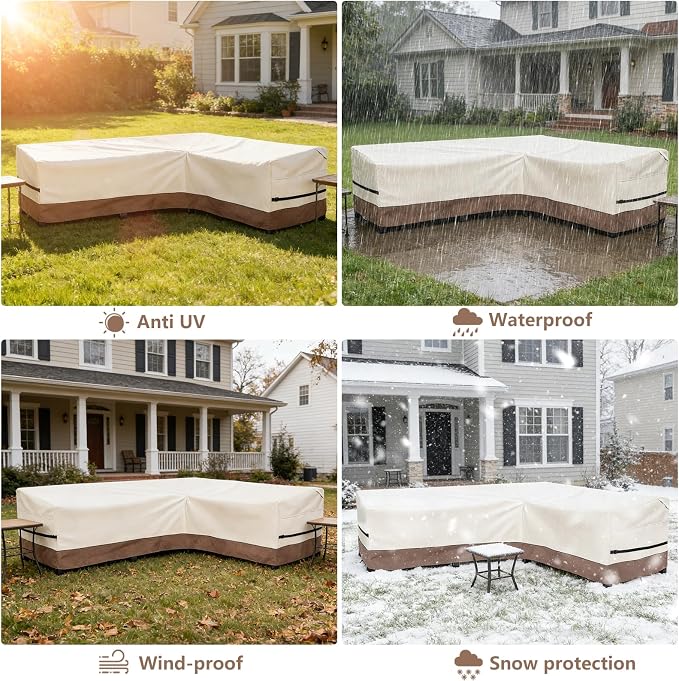 okcool Outdoor Sectional Sofa Cover Waterproof-L-Shaped Patio Furniture Covers - Image 8
