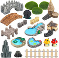 21 Pcs Fairy Garden Miniatures Accessories Bridge House Landscape Water Well by QUOZUO