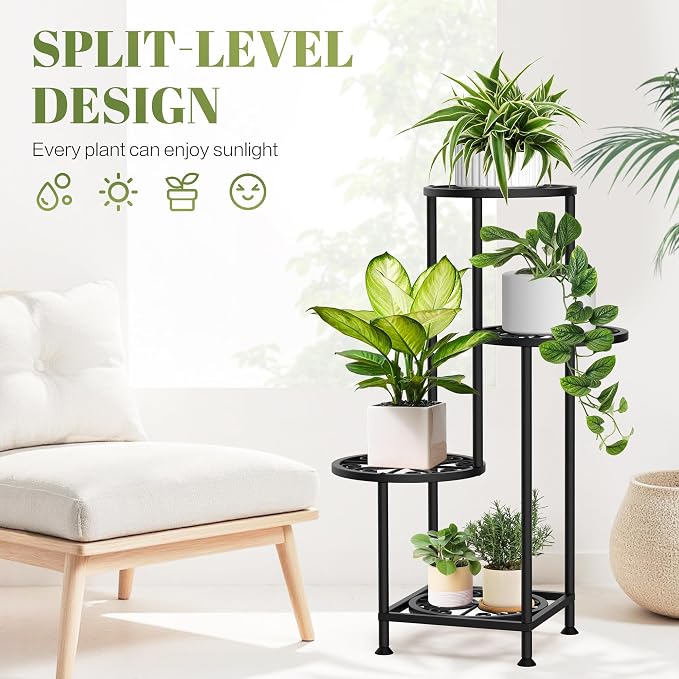 4 Tier Plant Stand Outdoor Indoor, Metal Flower Shelf Display Holder - Image 3