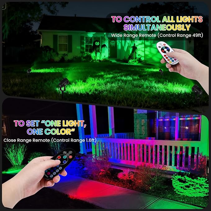 Halloween Christmas Spotlights Outdoor: RGBW Spot lights Plug in 120V Remote - Image 3