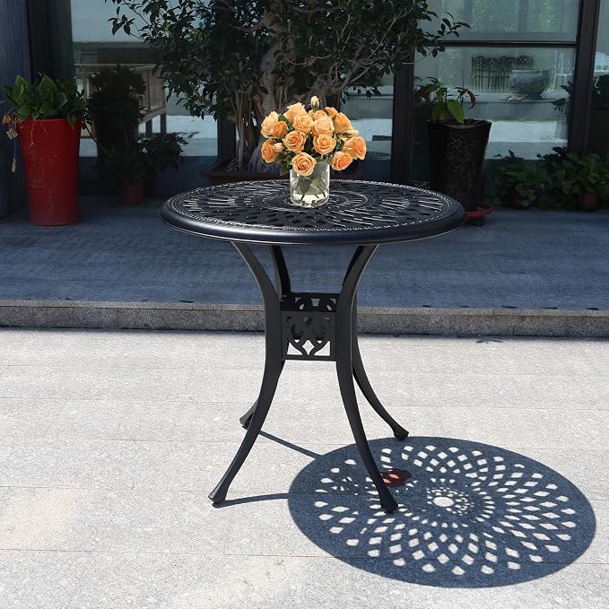 30.31" Outdoor Patio Dining Table, Cast Aluminum Patio Table, Patio Bistro Table - Image 8