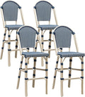 PURPLE LEAF French Bar Stool Set of 4 White Print Finish Patio Bar Stools by PURPLELEAF