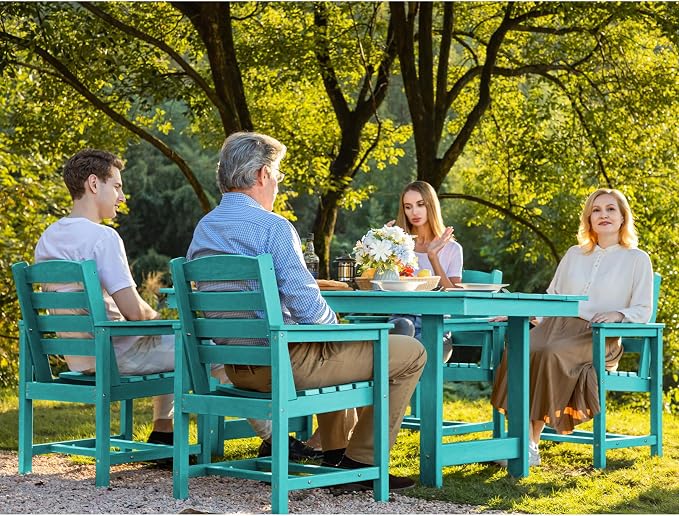 SERWALL 7-Piece Patio Table Set, Outdoor HDPE Dining Furniture - Image 9