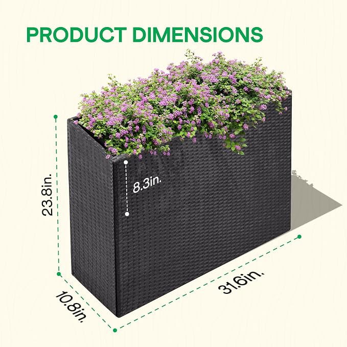 IDZO All Weather Wicker Planter Raised Garden Bed, 24 in Tall Round Rattan - Image 2