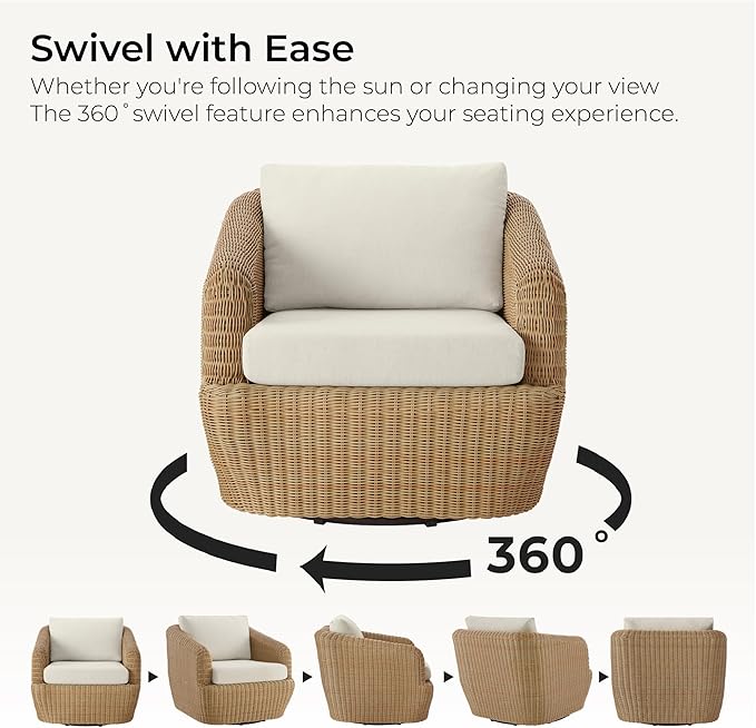 CHITA 2 Pieces Patio Wicker 360° Swivel Chairs - Image 2