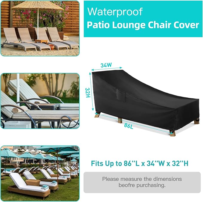 WLEAFJ Chaise Lounge Covers Outdoor Patio Lounge Chair Covers, Heavy Duty - Image 2