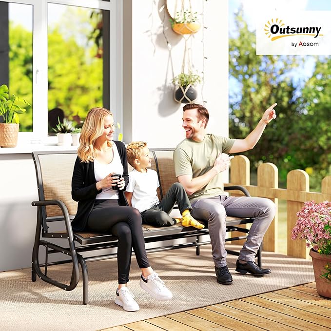 Outsunny 3-Person Patio Glider Bench, Outdoor Porch Glider Swing - Image 2