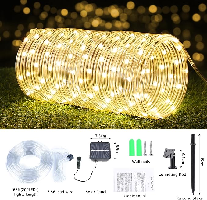Solar Rope Lights, 2 Packs Total 132ft 400LED Solar String Lights, 8 Modes - Image 5