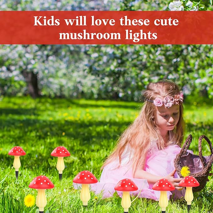 Mushroom Solar Lights Outdoor Waterproof, Whimsical and Cute Solar Mushrooms - Image 7