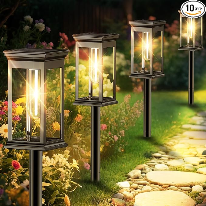 Solar Pathway Lights Outdoor Waterproof – 10 Pack Bright Solar Powered Garden by NIOWSSolarFireflyLights