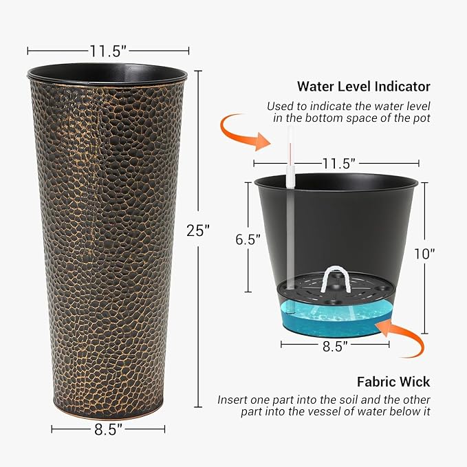 Worth 2 Pack 25" Tall Narrow Metal Planter - Image 3