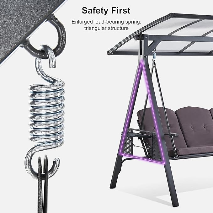 PURPLE LEAF Outdoor Patio Porch Swing - Image 5