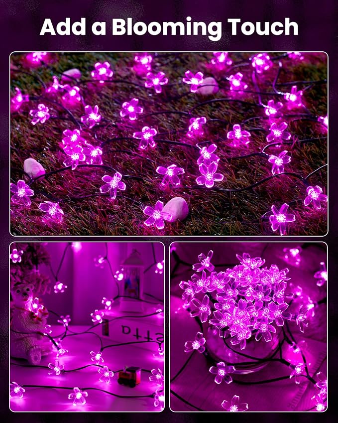 Brightown 60 LED Solar String Lights Flower Outdoor Waterproof Fairy Lights - Image 6