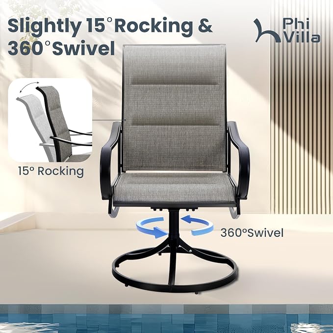PHI VILLA Swivel Chair Patio Dining Set - Image 2