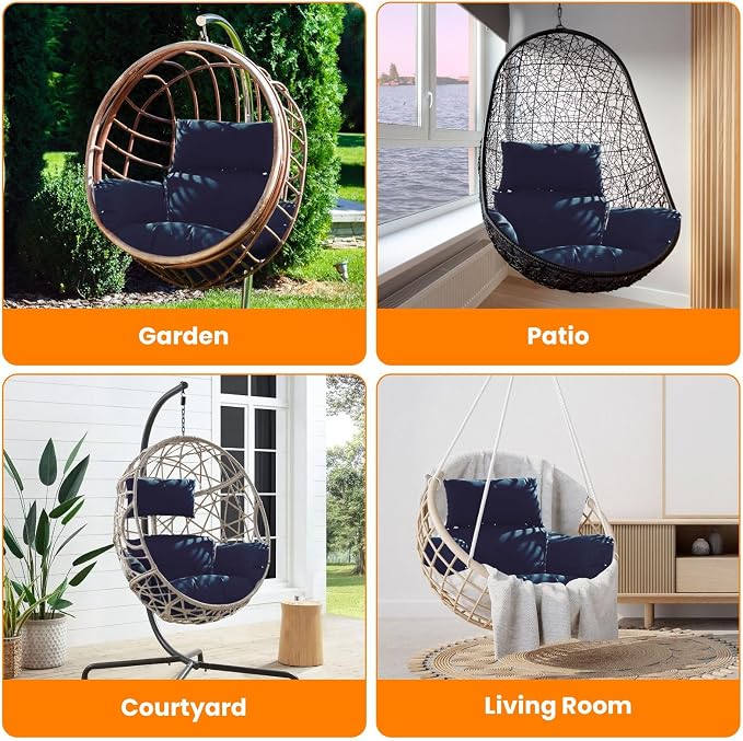 Egg Chair Cushion, Hanging Basket Hammock Seat Cushion, Thick Soft Egg Swing - Image 4