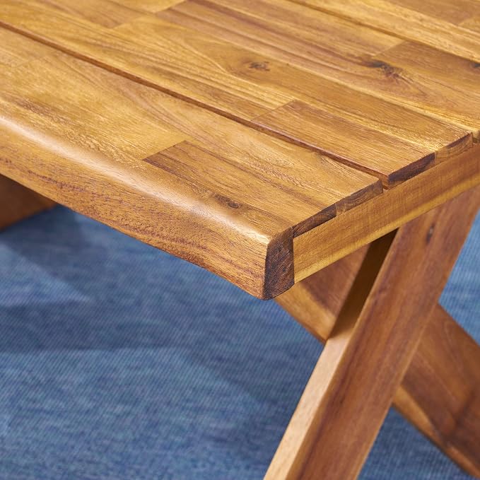 Christopher Knight Home Irene Outdoor Acacia Wood Coffee Table, Sandblast Teak - Image 5