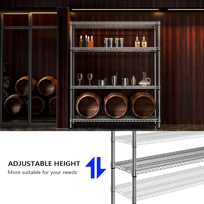 2800 LBS 59" W 4 Tier Storage Shelves Rack Metal Wire Shelving Unit, Storage - Image 6
