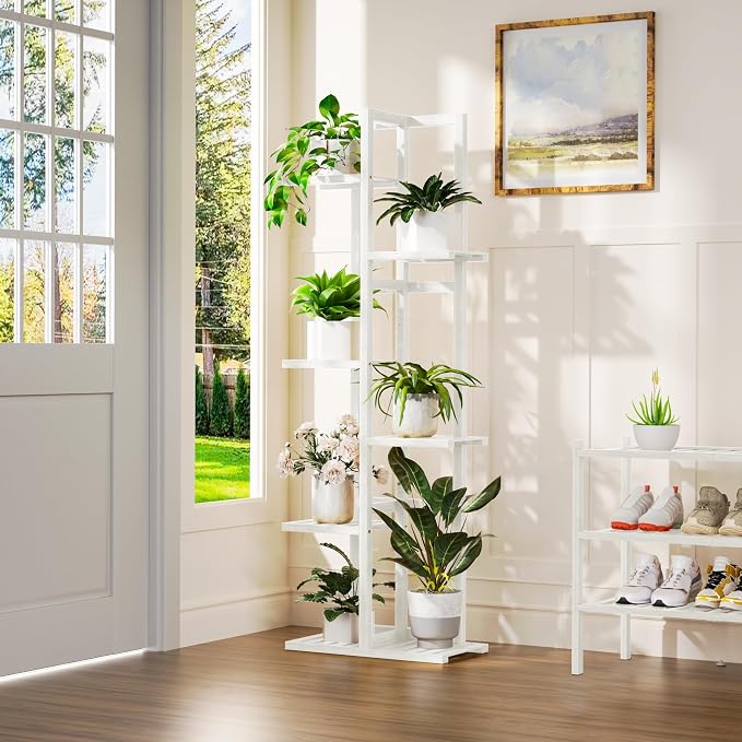 6 Tier Bamboo Plant Stand Indoor, Wood Tall Flower Holder Corner Tiered Plant - Image 2