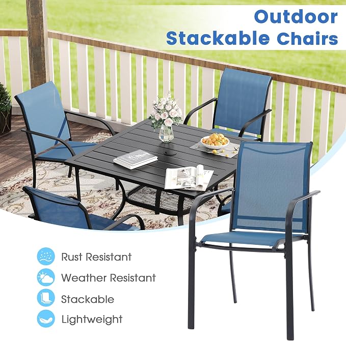 VICLLAX Patio Dining Set for 6, Outdoor Furniture Set Includes 63" Rectangle - Image 6
