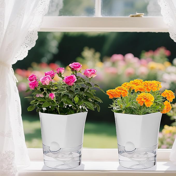 KIMCHOMERSE Self Watering Plant Pots, 6 Inch Orchid Pots, 3 Pack Flowers Pot - Image 7