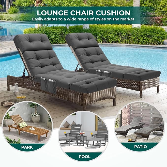 Outdoor Chaise Lounge Chair Cushion Waterproof 74.4 x 22 x 4.7 Inches Lounge - Image 7
